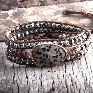 Dalmatian Stone Wrap Bracelet